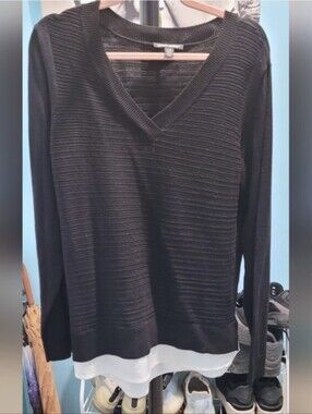 Nwot Hilary Radley black and white knit  sweater size L
